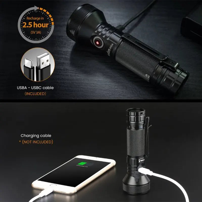 Flashlight – 2100lm, USB-C Rechargeable & Long Throw
