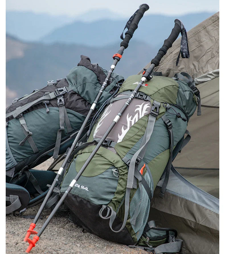 1 or 2 PCS Carbon Fiber Folding Trekking Poles Telescopic Lightweight