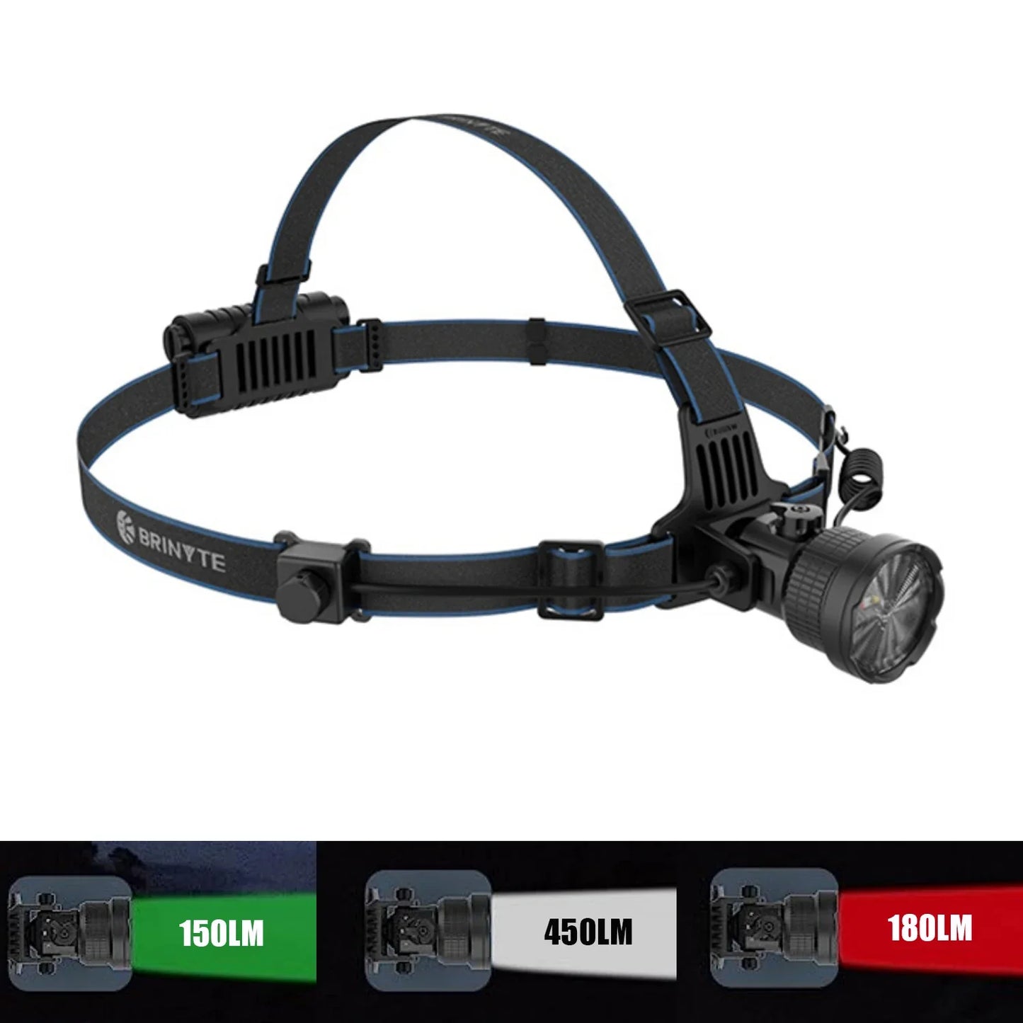 Rechargeable LED Headlamp Zoomable White Red Green Light for Camping