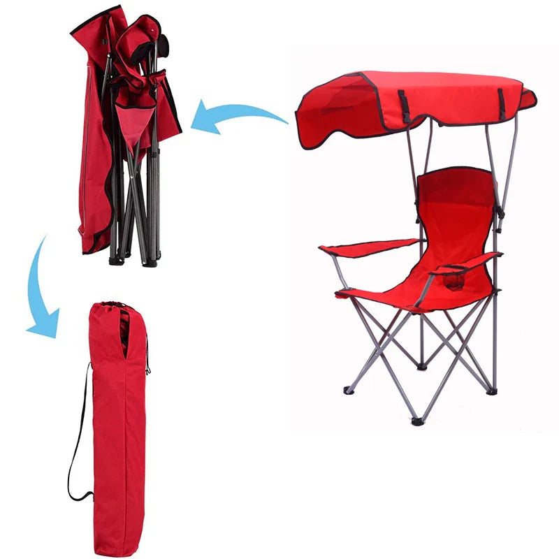 Folding Camping Chair With Cup Holder Canopy and Carry Bag