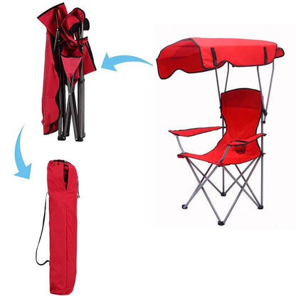 Folding Camping Chair With Cup Holder Canopy and Carry Bag