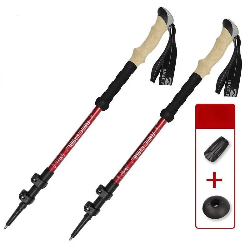 2 PCS Trekking Poles Telescopic Ultralight Adjustable with Quick Lock