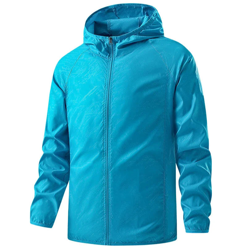 Unisex Hiking Rain Jacket Waterproof Windbreaker with Sun Protection