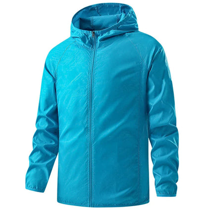 Unisex Hiking Rain Jacket Waterproof Windbreaker with Sun Protection