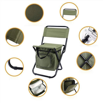 Folding Camping Chair with Backrest and Cooler Bag Lightweight