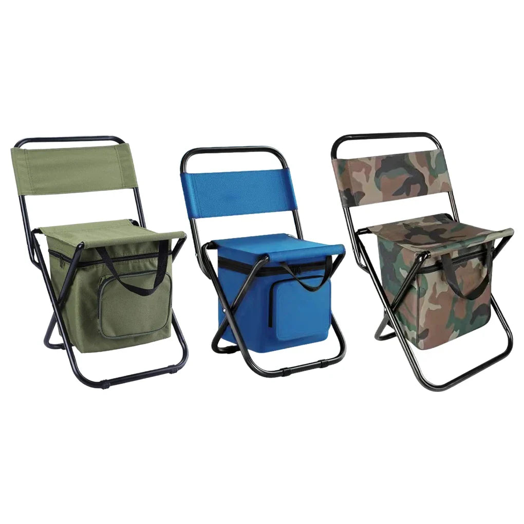 Folding Camping Chair with Backrest and Cooler Bag Lightweight
