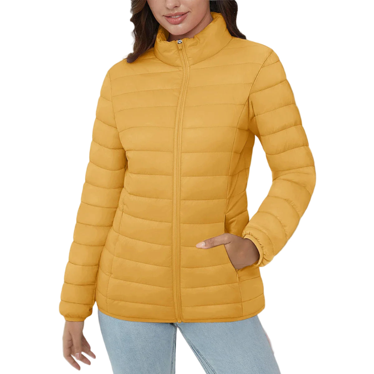 Women’s Lightweight Quilted Puffer Jacket Winter Zip Up Stand Collar