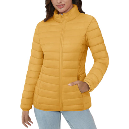Women’s Lightweight Quilted Puffer Jacket Winter Zip Up Stand Collar