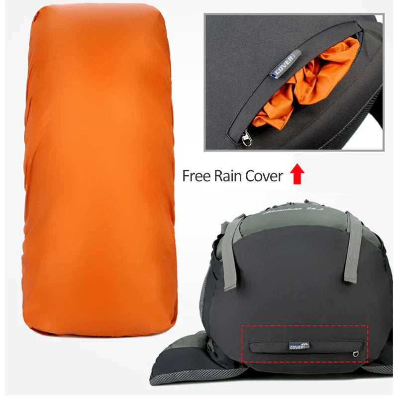 75 L Hiking Backpack with Rain Cover Large Capacity