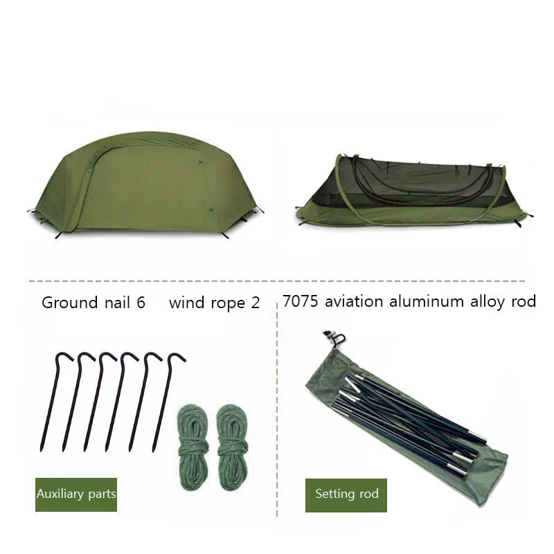 1 Person Lightweight Nylon Camping Tent with Mosquito Net Waterproof
