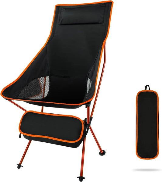 High Back Folding Camping Chair – Lightweight, Portable with Headrest & Carry Bag