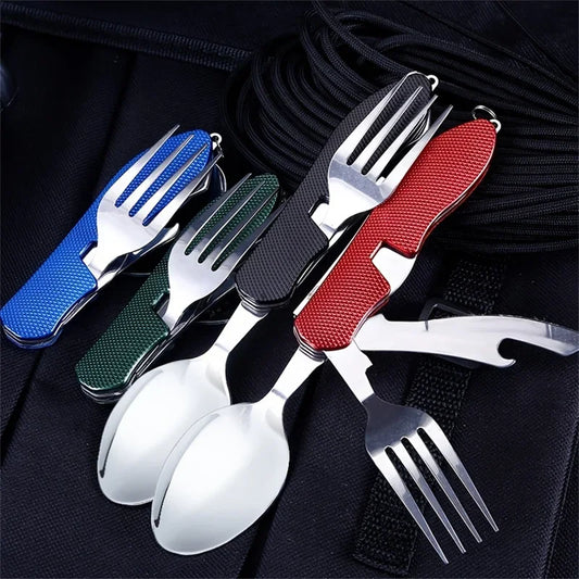 Foldable Camping Utensil Set Knife Fork Spoon Combo Portable