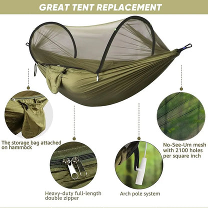 3 in 1 Camping Hammock with Mosquito Net Quick Opening Nylon