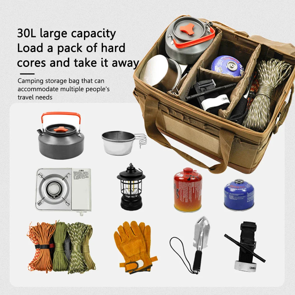 30L Camping Cooking Gear Organizer Bag