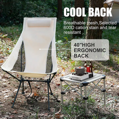 Folding Camping Chair with Headrest Aluminium Alloy Lightweight