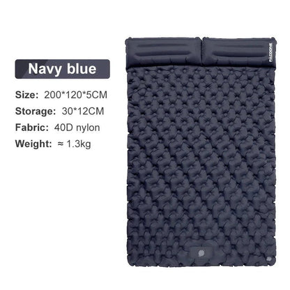 Double Camping Air Mat Inflatable Sleeping Pad with Pillows - The PeakTrail