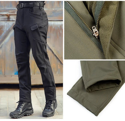 Men's Tactical Winter Pants Fleece - Lined Cargo for Hiking and Skiing - The PeakTrail